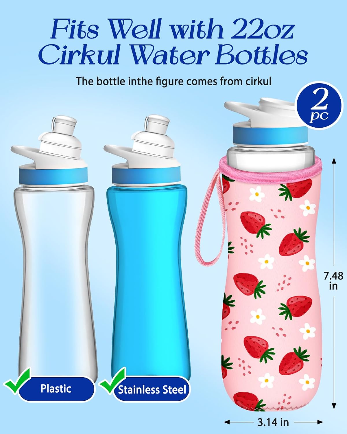 Funda botella Cirkul 22oz pack 2 con correa