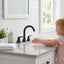 Grifo baño 3 agujeros 8pulg drenaje emergente negro mate