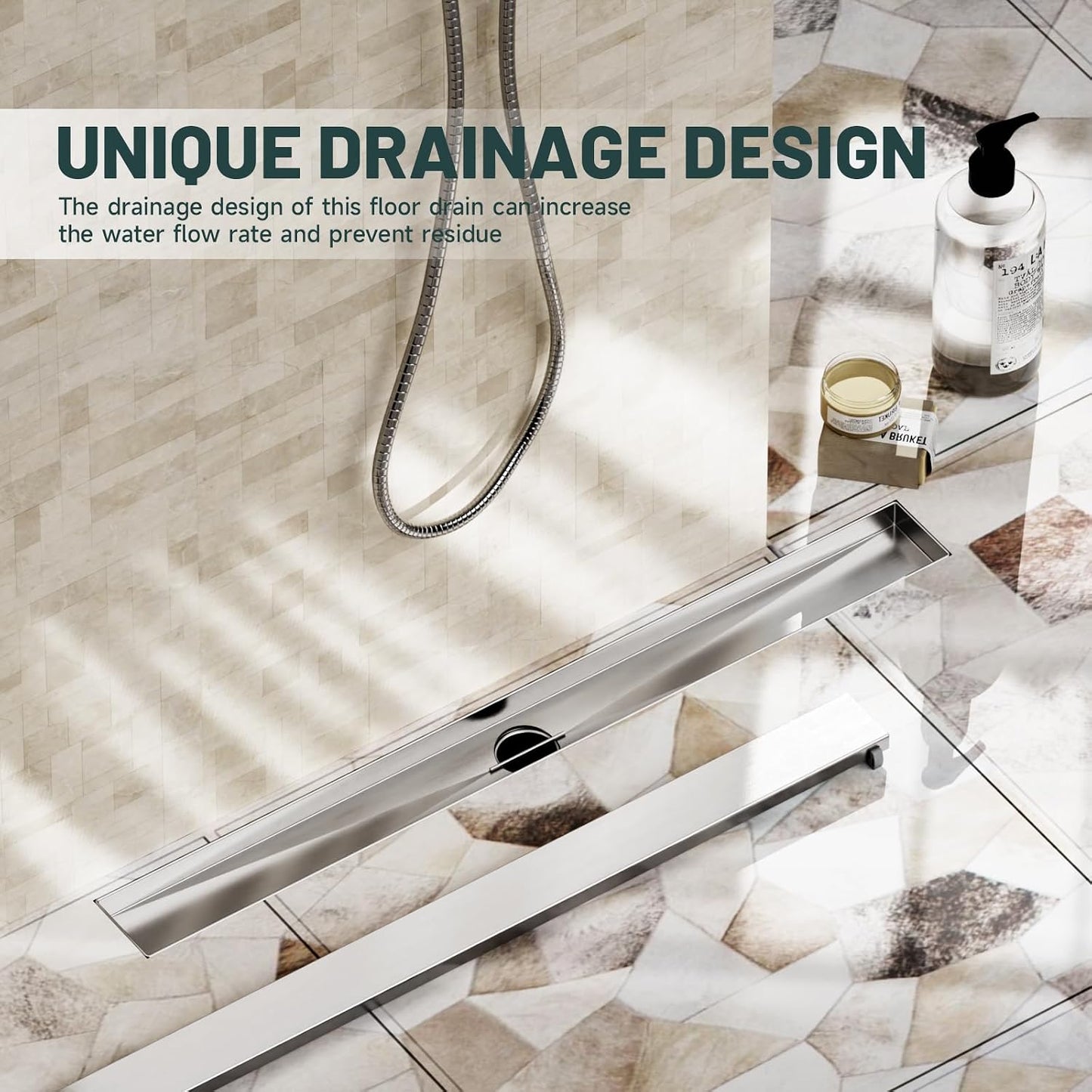 Drenaje piso ducha 28" acero inox níquel cepillado