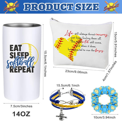 4 Pzas Regalo Sóftbol Niñas Botella 14oz Banda Cabello