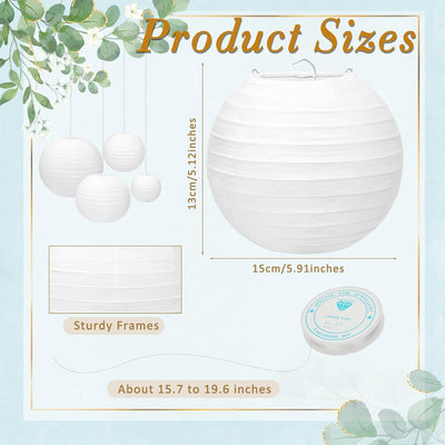 24 Linternas papel blanco 6pulg colgantes decoración bodas fiestas