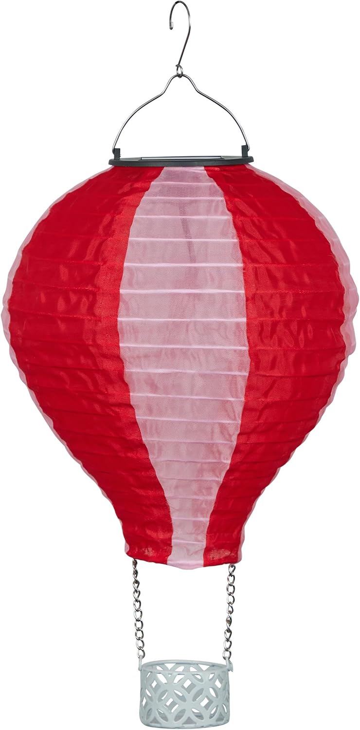 Globo aire caliente tela solar luces LED rojo 13"
