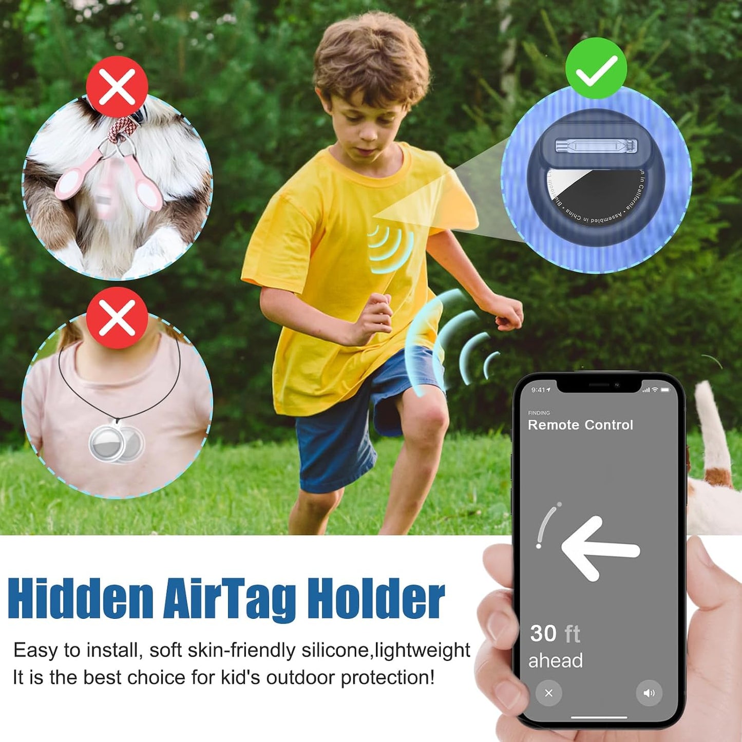Fundas ocultas para Air Tags con alfiler azul oscuroverde