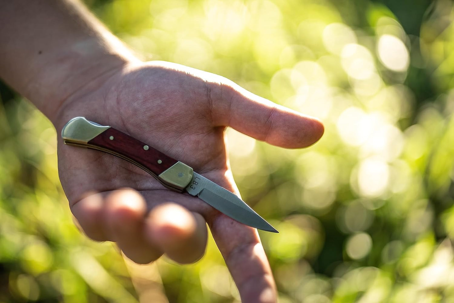 Cuchillo plegable acero inox 5.1" mango madera