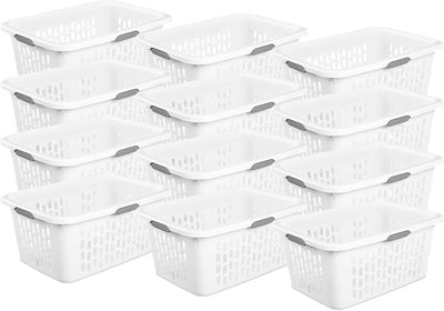 Cesta plástico ropa 2 bushel asas reforzado blanco set 12