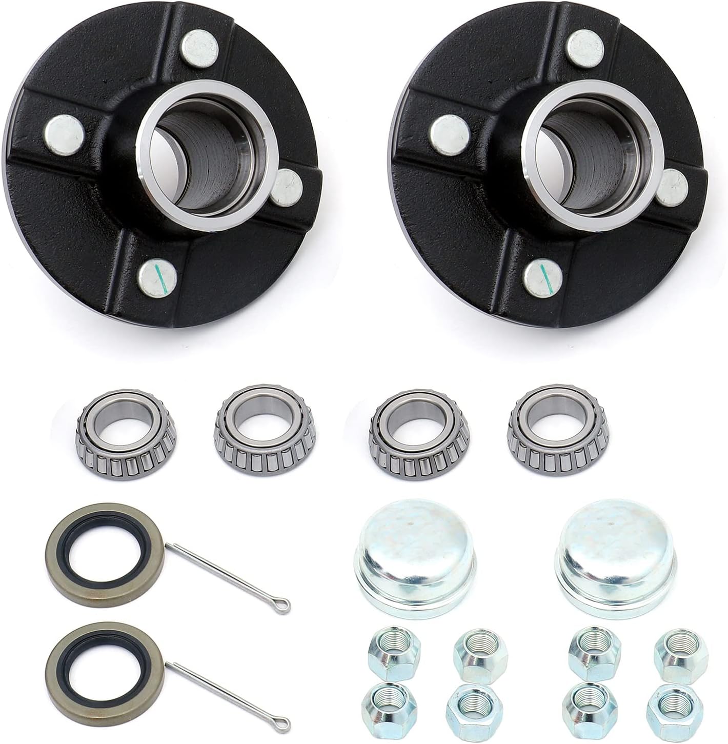 2 Kit cubo remolque 4 pernos 4" ejes 2000lb husillo 1"