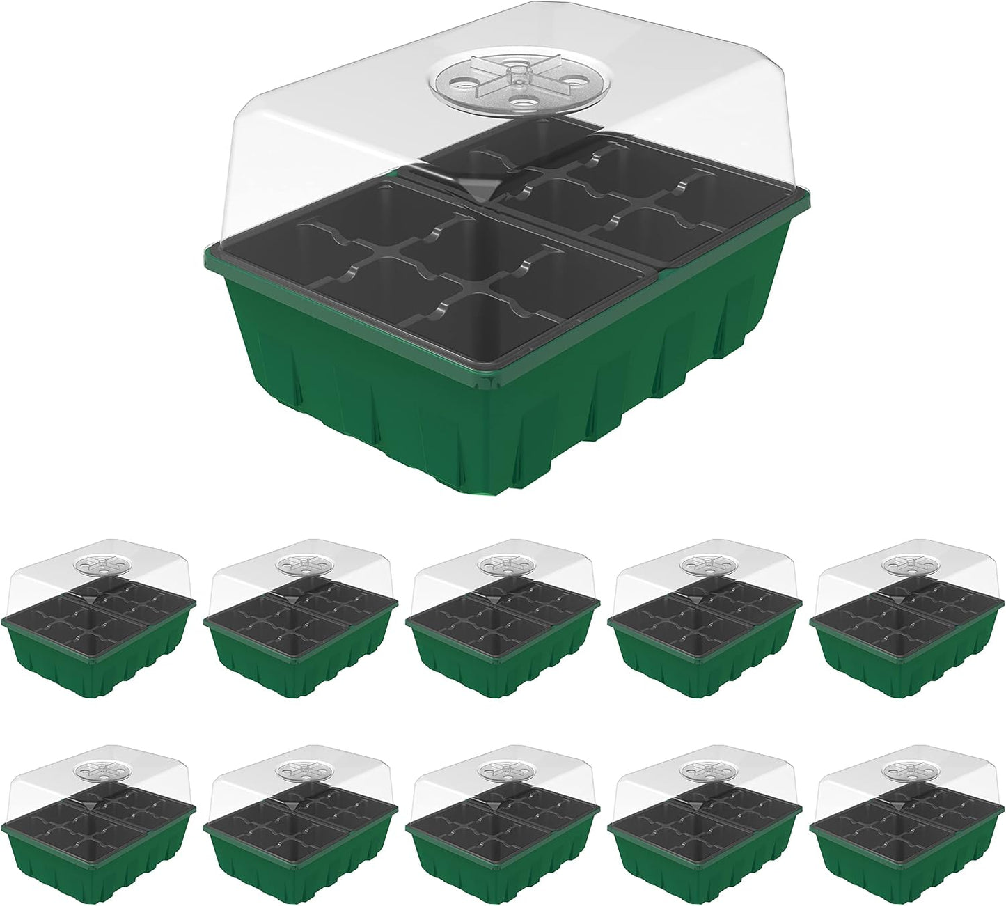 Set 10 bandejas semillas 120 celdas con cúpula 6.6x4.5"