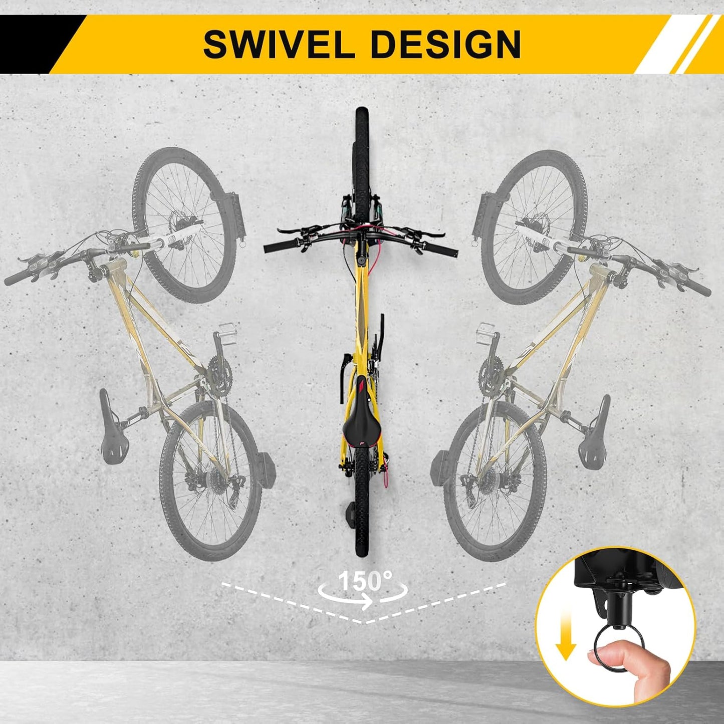 Soporte pared bicicleta ganchos verticales negro pack 2