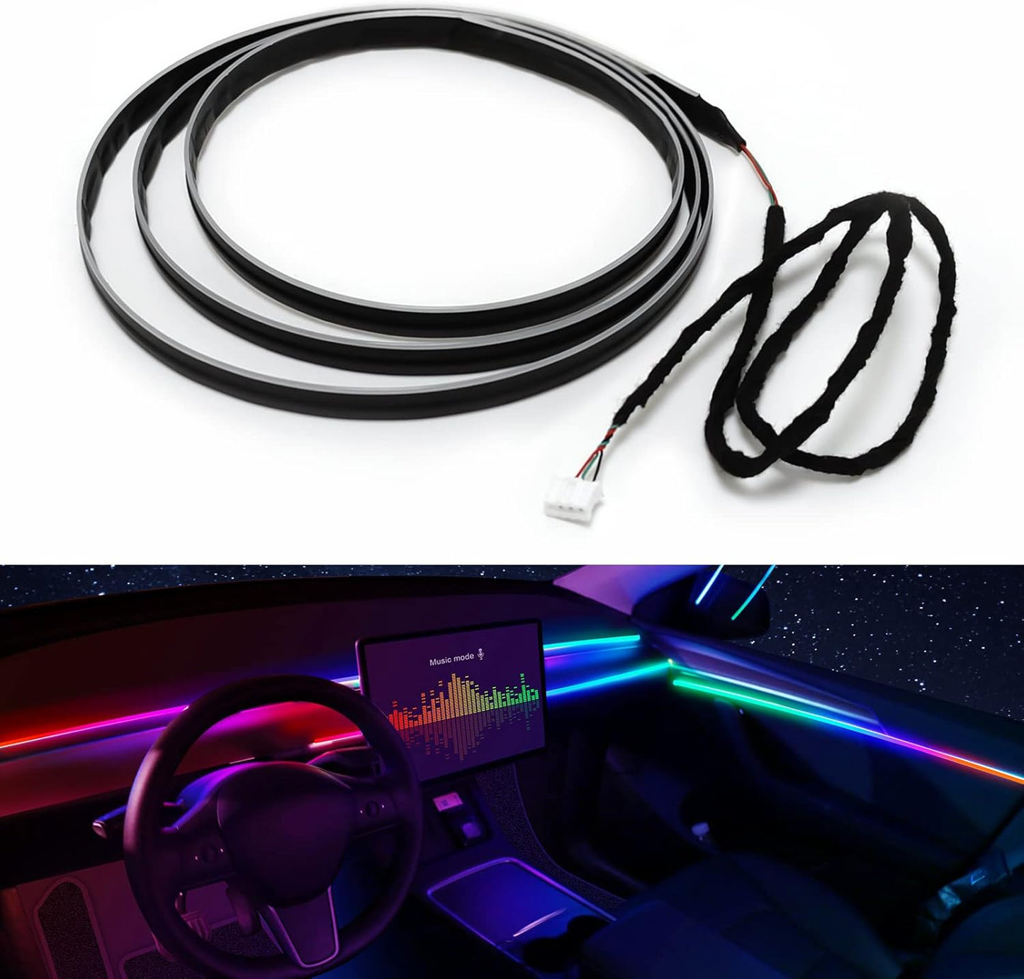Tira luces LED acrílica Dreamcolor 29.5" para auto