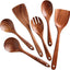 Set 6 cucharas madera acacia antiadherente agarre cómodo