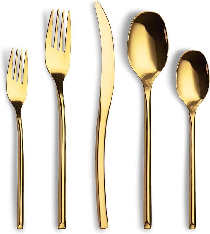 Set 40 Pzas Cubiertos Acero Inox 18/10 Dorado