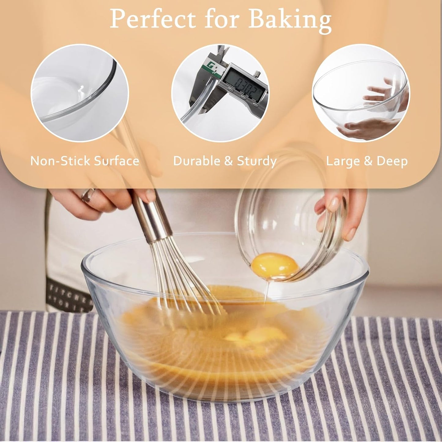 Tazón vidrio para pan fermentado 4.7qt con tapa
