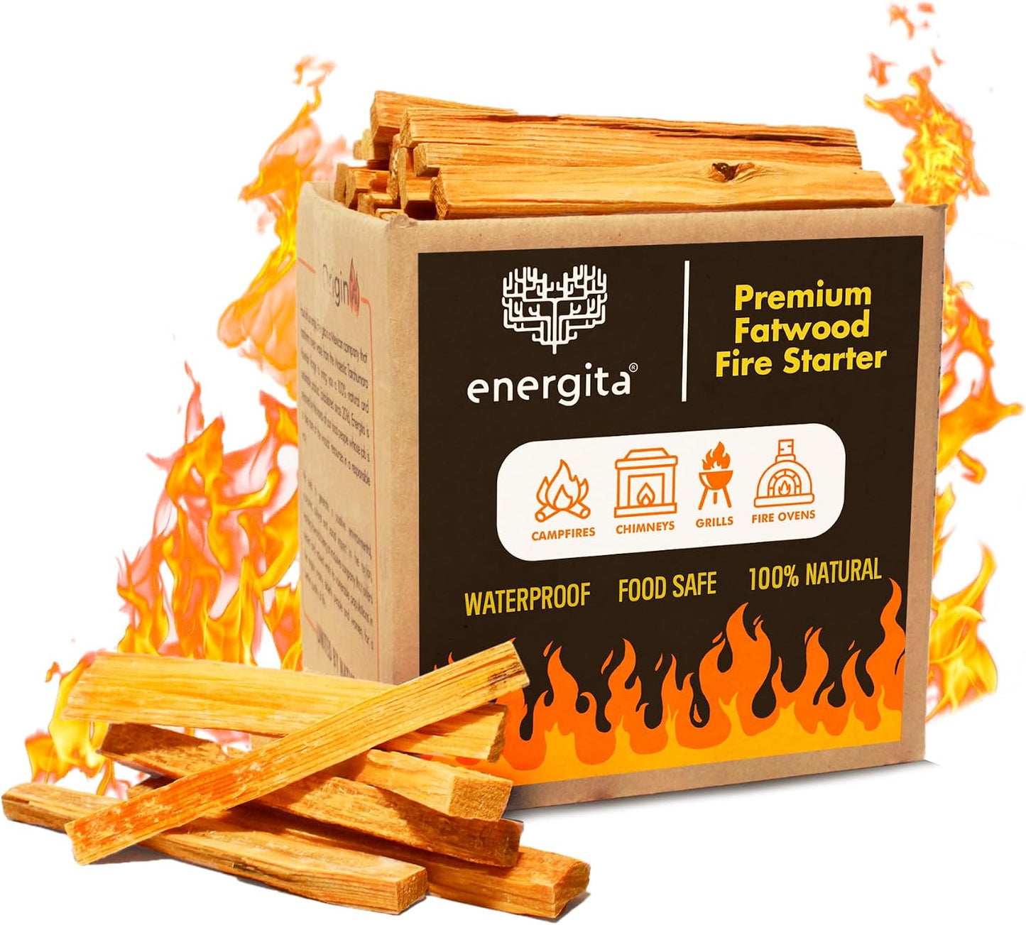 Palitos encendido madera grasa 10lb para campamento parrilla