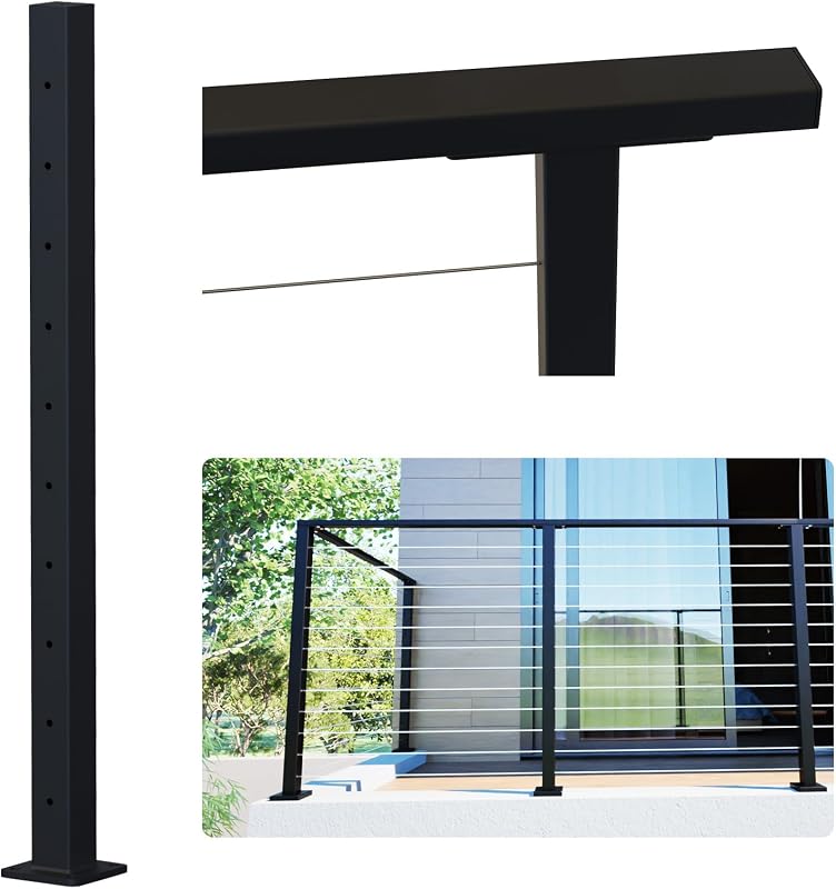 Poste cuadrado acero 36x2" perforado acabado negro