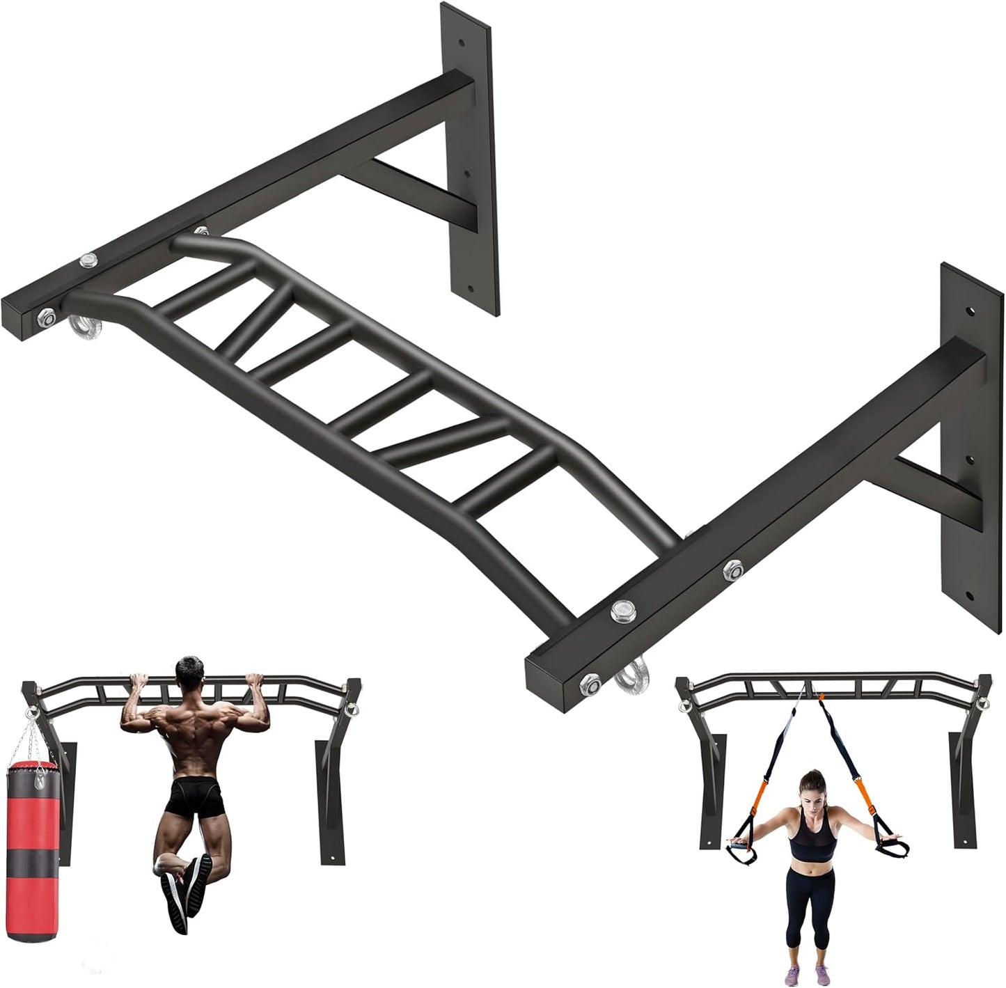 Barra para tirantes pared acero 600lb entrenamiento fuerza