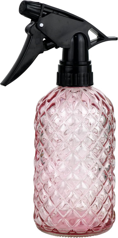 Botella pulverizadora vidrio 12oz boquilla ajustable jardín rosa