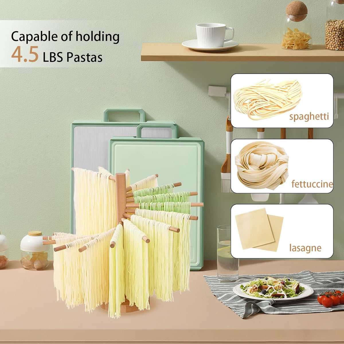 Estante secado pasta 16 brazos cocina colgador fideos