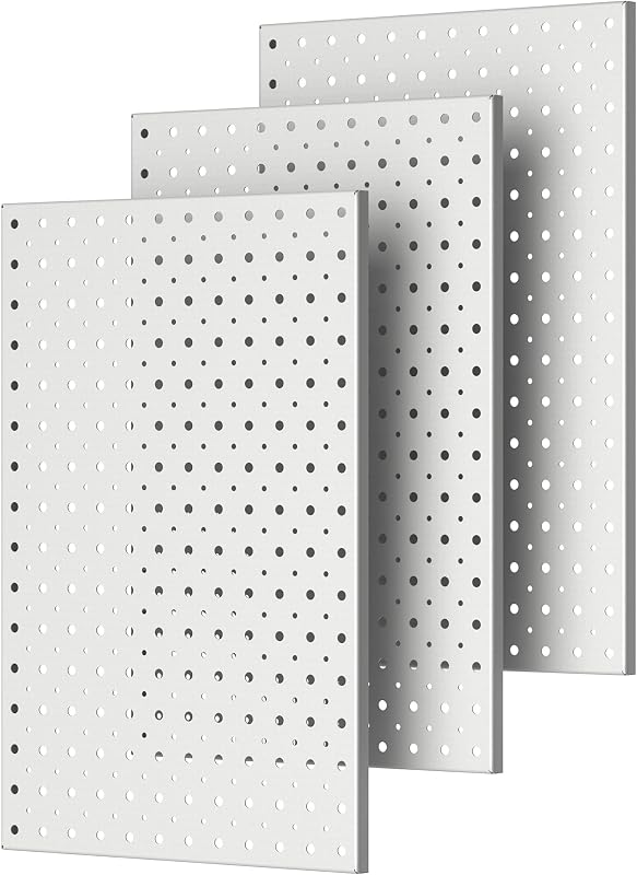 Paneles metal clavijas 16x12" acero garaje set 3 gris