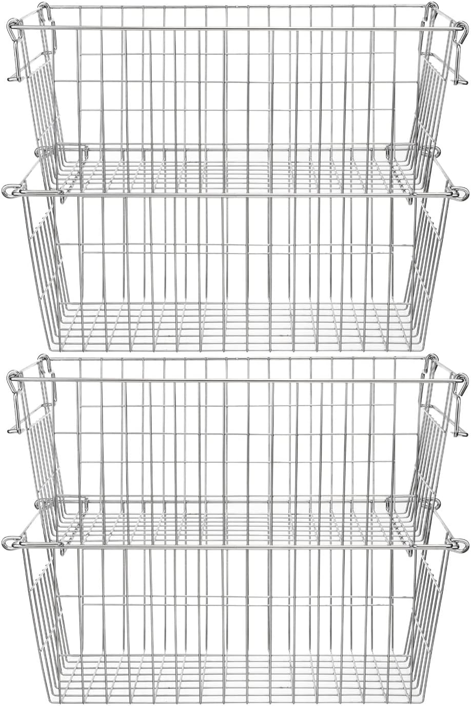 Set 4 cestas apilables metal para congelador y despensa