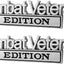 Emblema Combat Veteran Edición 2 Pzas Metal Negro Cromo