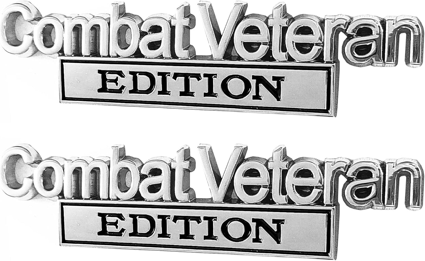 Emblema Combat Veteran Edición 2 Pzas Metal Negro Cromo