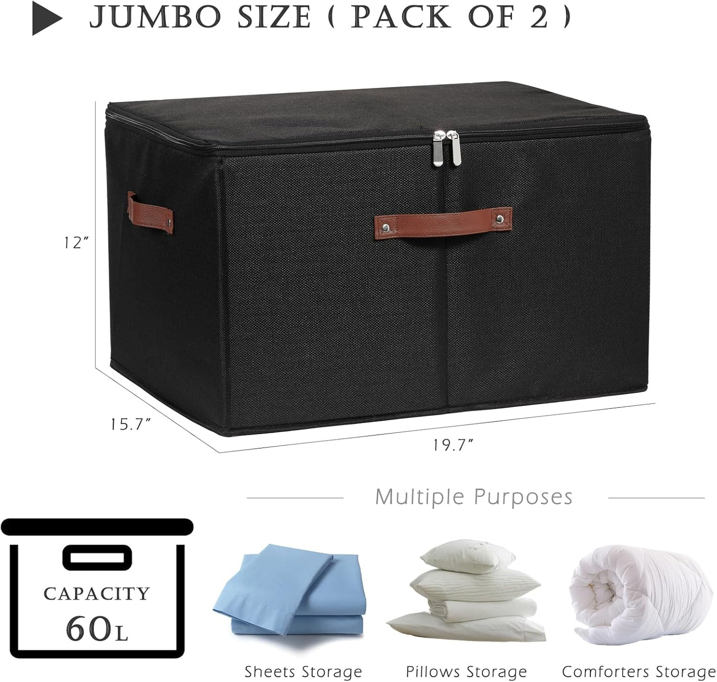 2 Cajas Plegables Almacenamiento con Tapa Tela Lino