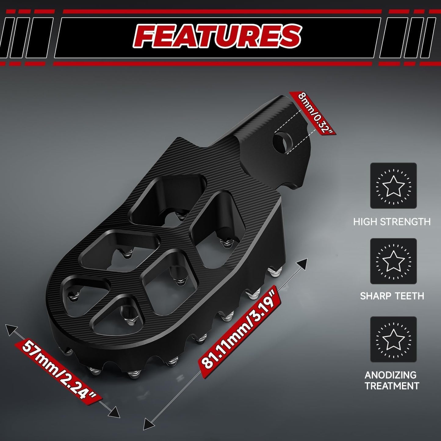 Estriberas aluminio 7075 CNC para Surron Light Bee X Rojo