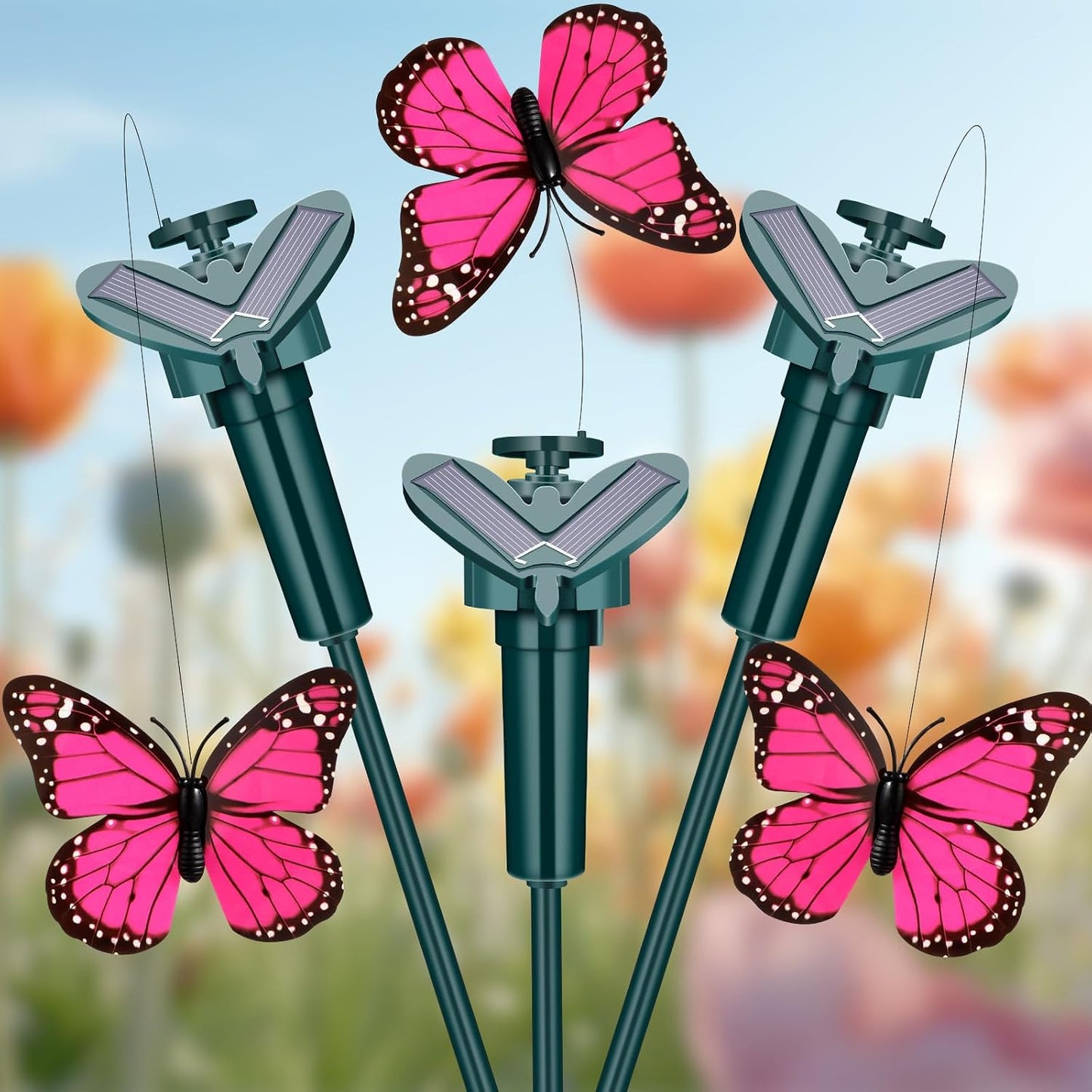 Estacas mariposas solares decorativas para jardín