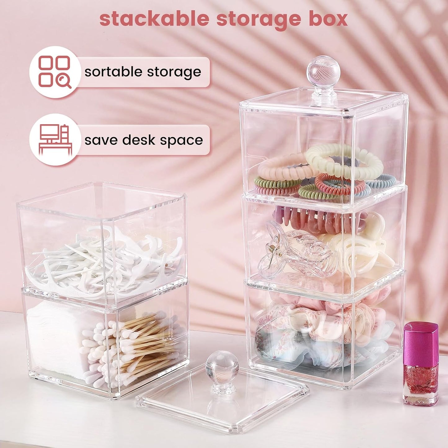 Organiz. accesorios cabello niña acrílico 3 niveles transparente
