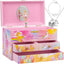 Joyero musical unicornio set collar pulsera 3 cajones bailarina