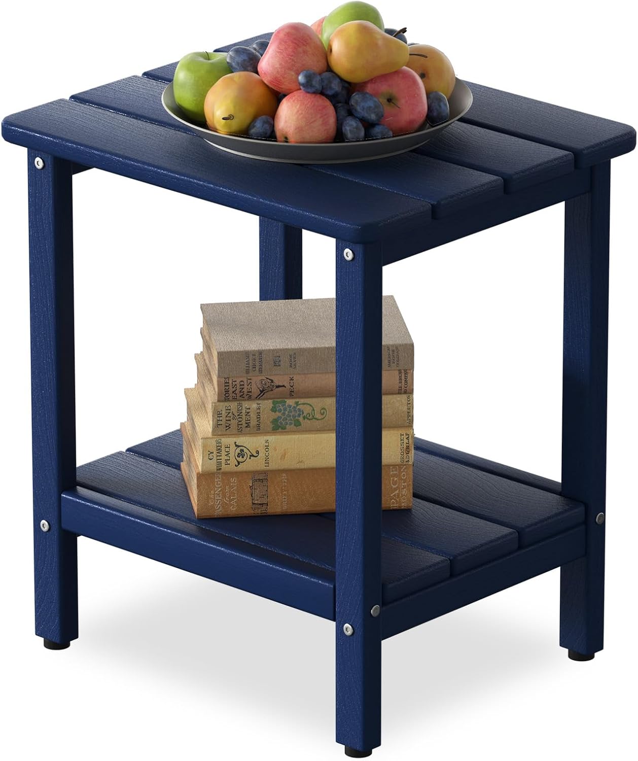 Mesa auxiliar patio 17.7" HDPE patas ajustables