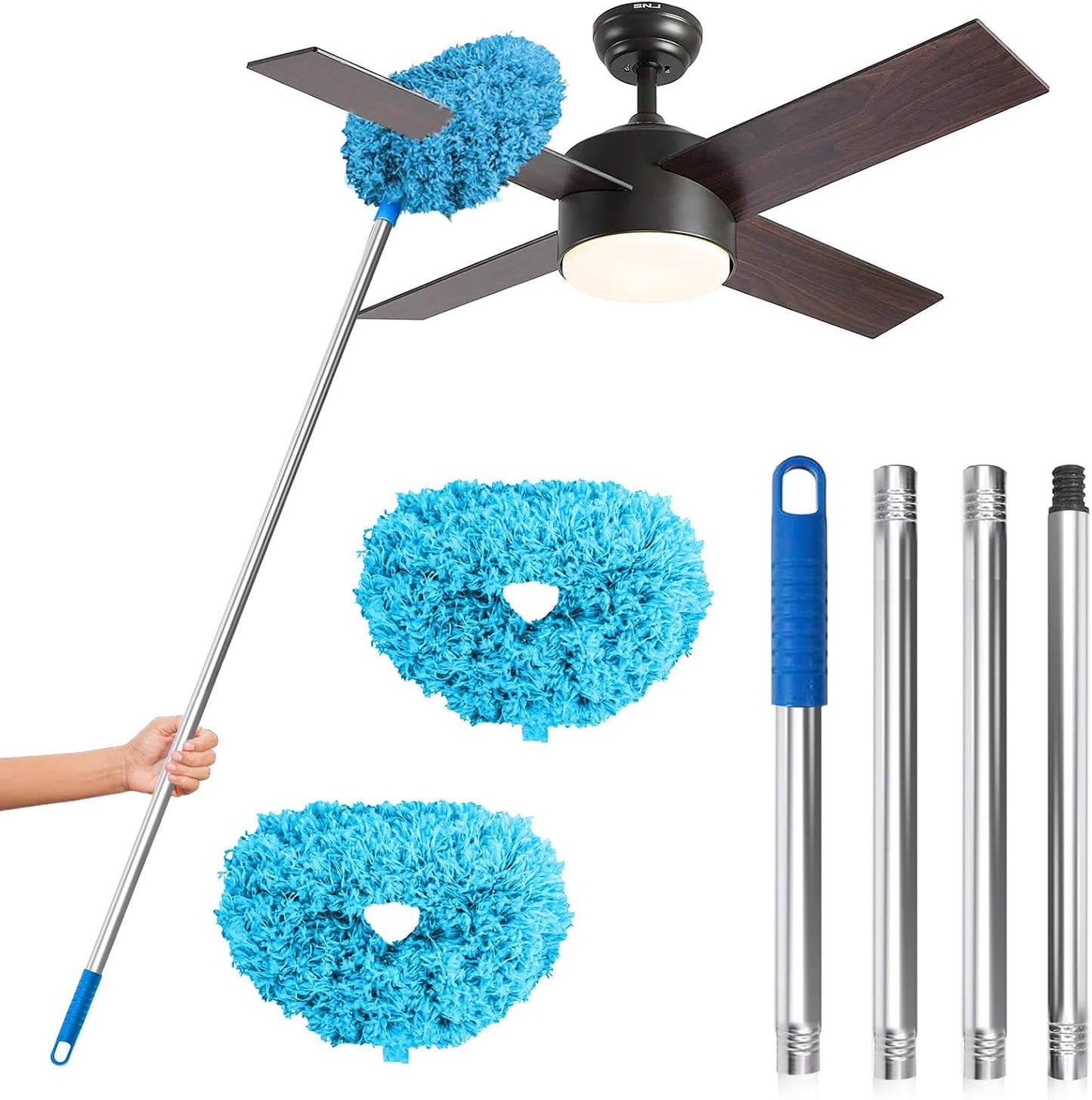 Limpiador ventilador techo 2 pzas microfibra poste extensión