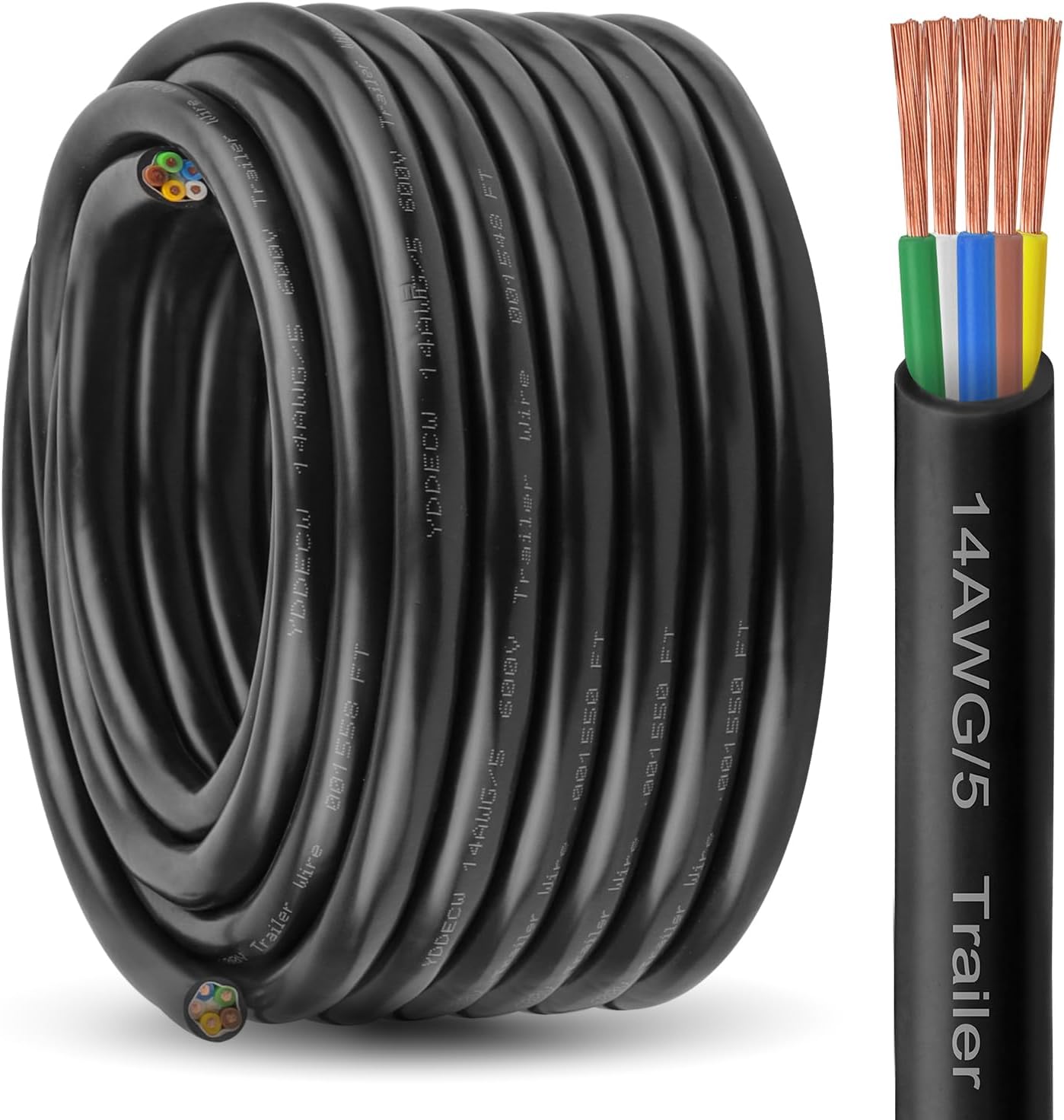 Cable remolque 5 vías 14/5 50ft cobre puro trabajo pesado