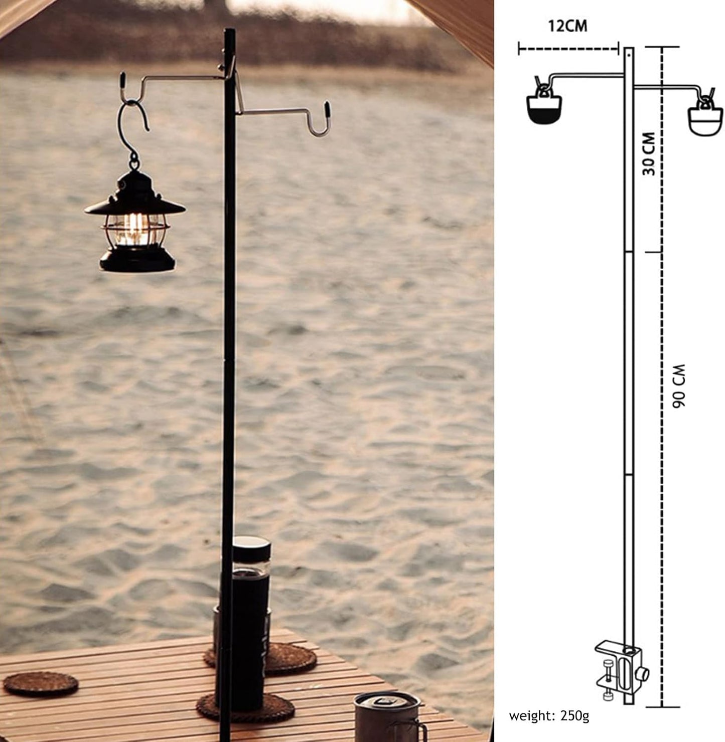 Soporte plegable linterna camping estaca luz