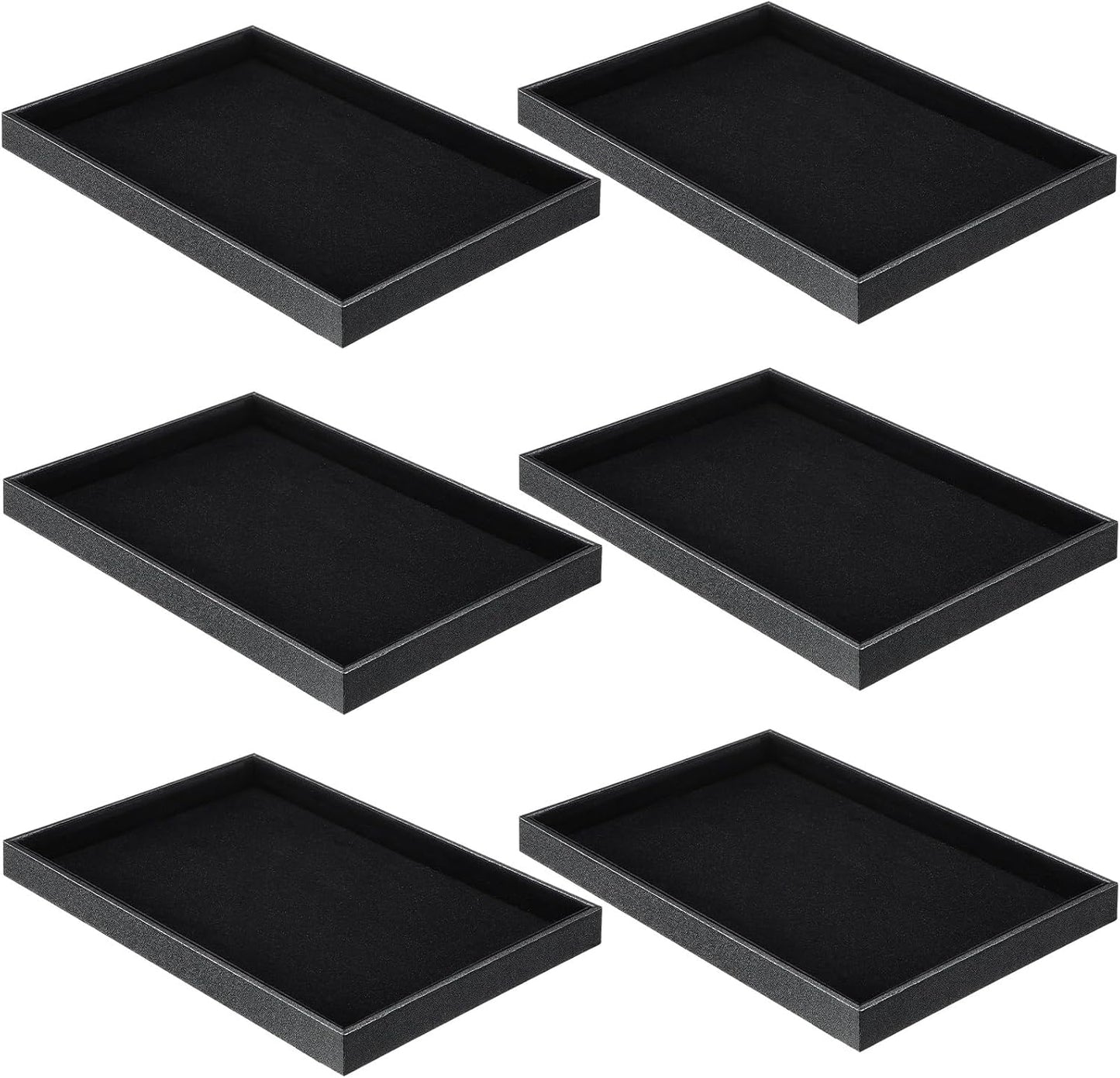 6 Pzas Bandejas Joyería Apilables Terriopelo Negro