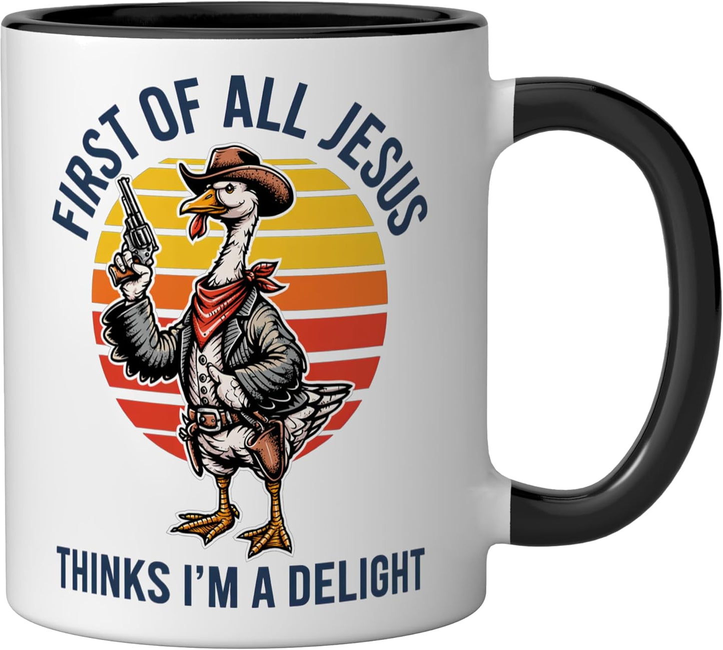 Taza Cerámica Ganso Cartel Religioso Negro/Blanco