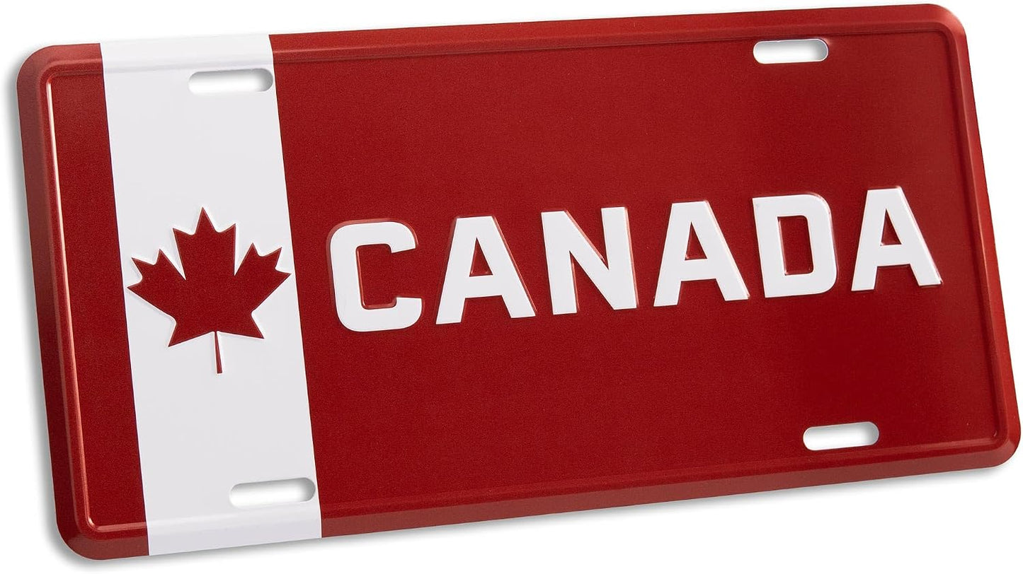 Placa matrícula Canadá metal hoja arce blanco