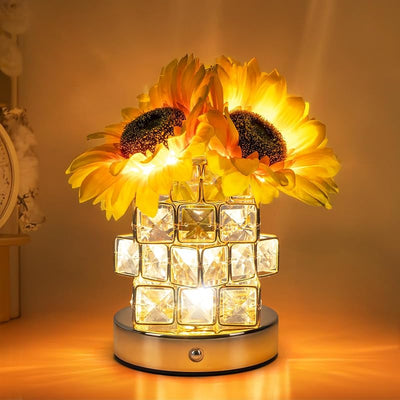 Lámpara mesa táctil recargable girasol 3 colores noche decoración