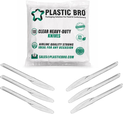 Cuchillos plástico transparente 100uds resistentes fiestas