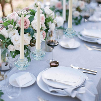 Set 3 portavelas cristal forma cónica y votiva decoración