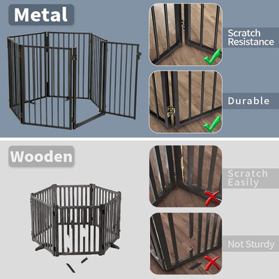 Puerta plegable para perros 120x36pulg 6 paneles negro