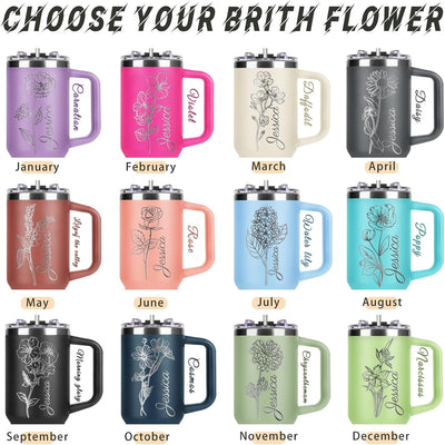 Taza personalizada 40oz con asa popote regalo cumpleaños novia