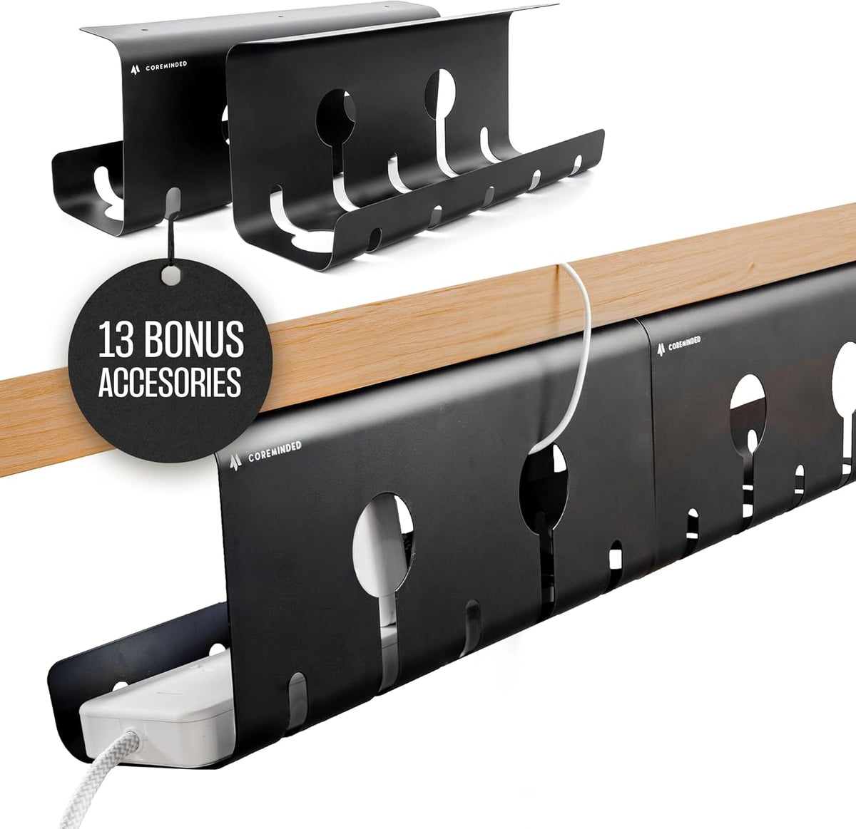 Bandeja cables escritorio sin taladro set 2 con soporte