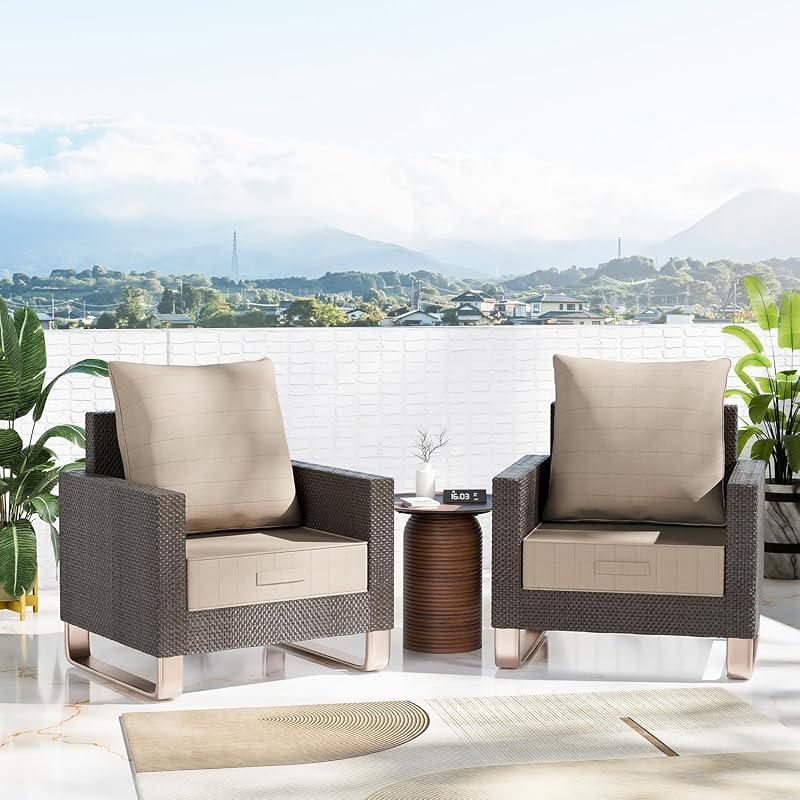 Set 2 Cojines Asiento Olefina Resistente Agua 23x26"