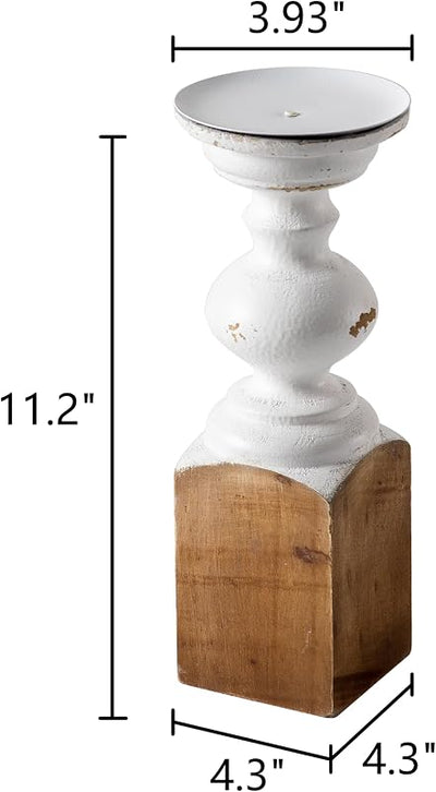 Portavelas de madera natural rústico para velas pilar