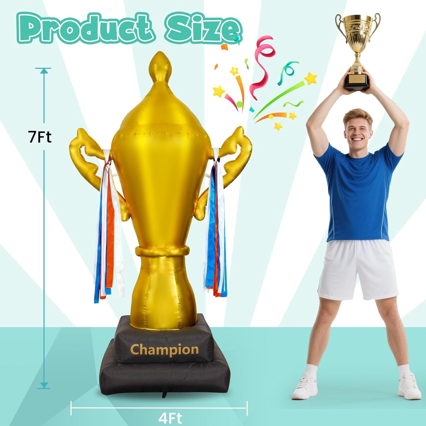 Decoración inflable trofeos oro 7pulg resistente impermeable