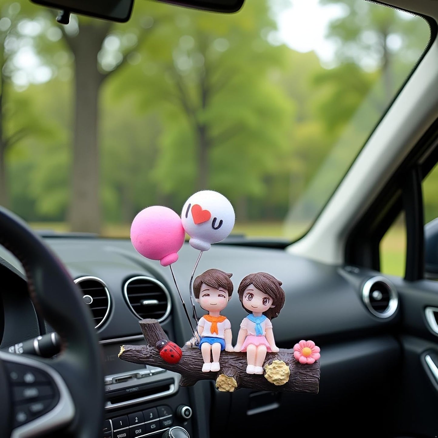 Adornos resina coche dibujos animados para parejas