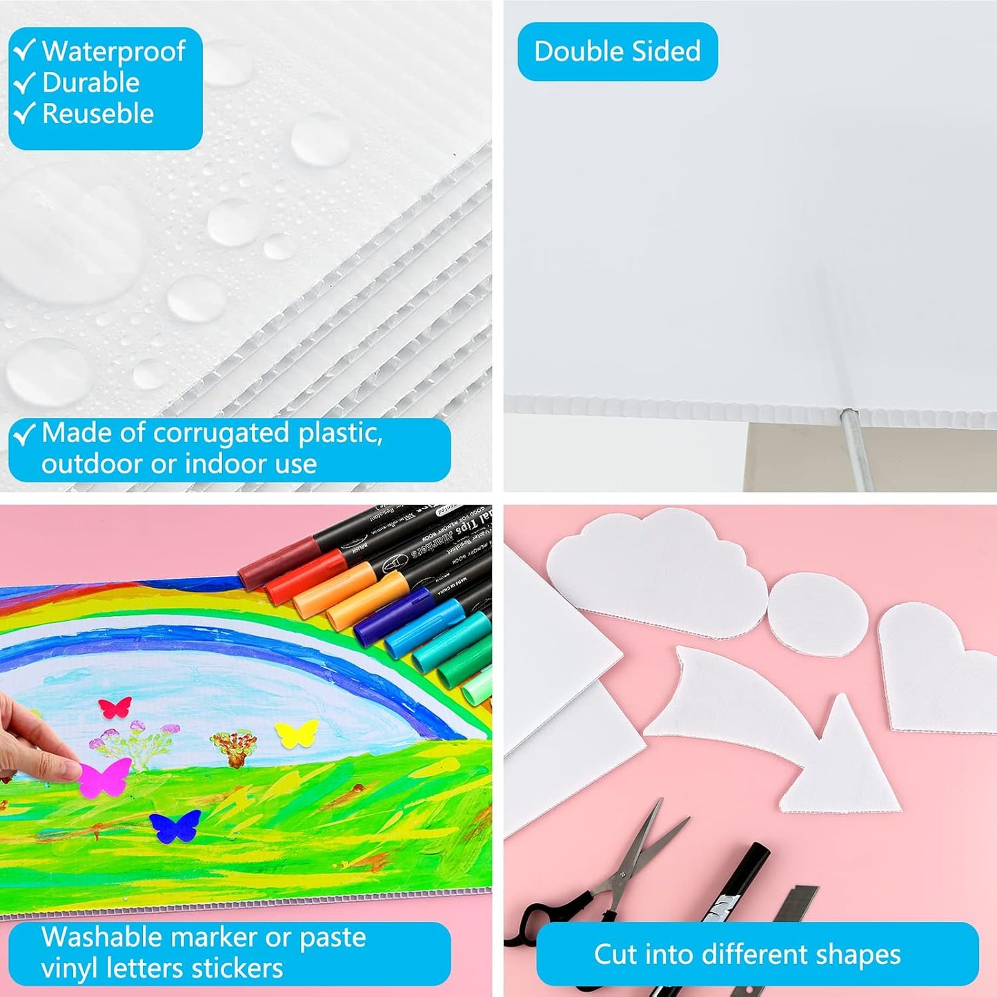 10 Carteles Césped Plástico 17x12pulg Personalizados Doble Cara