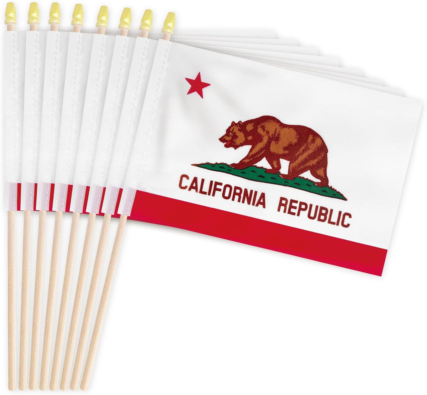 20 Banderas California 5x8" en palo madera