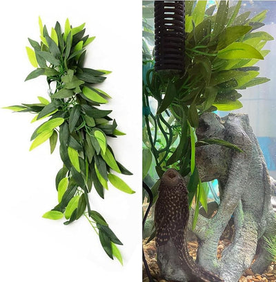 Plantas acuario plástico colgantes terrario seda ventosa verde